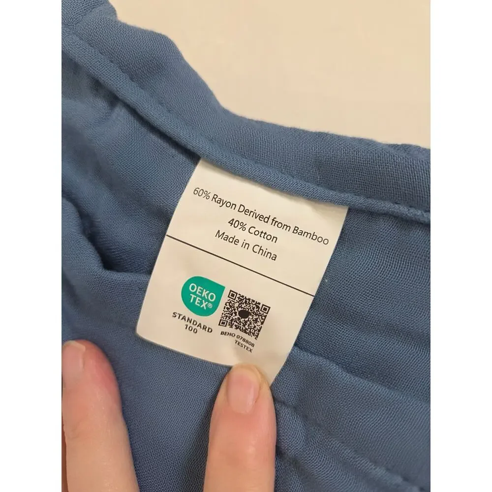 OEKO TEX Certified Bamboo Blend Twin Flat Sheet Slate Blue 66x88in